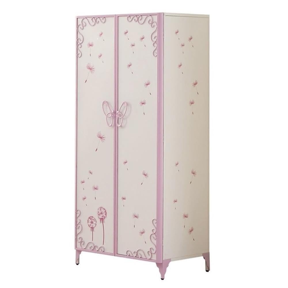 Acme Priya II 2-Door Metal Frame Wardrobe Armoire in White