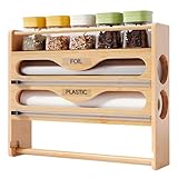 NBUABX Dispensador Papel Aluminio y Film con Cortador y Especieros para Cocina...