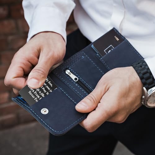PLwelth Engraved Wallet Card for Son Boys Men Inspiration Wallet Card Mom to Son Personalized Stainless Steel Engraved Wallet Insert Card Gifts for Him Graduation Birthday Valentine’s Day(Black) - Thumbnail 3