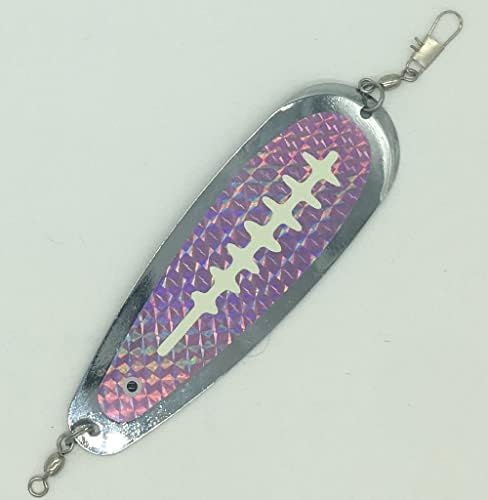 KOKOPROS Kokanee Finished Salmon Hyper Glow Teardrop Fishing Flasher, 5-1/2 Length, Chrome, Pink Skeleton