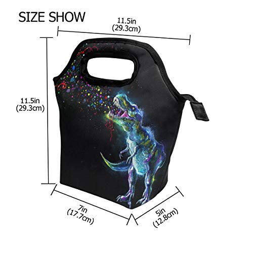 Naanle Glowing Dinosaur Insulated Zipper Lunch Bag Cooler Tote Bag For Adult Teens Kids Girls Boys Men Women, Animal Dinosaur Lunch Boxes Lunchboxes Meal Prep Handbag For Outdoors School Office #TOP2