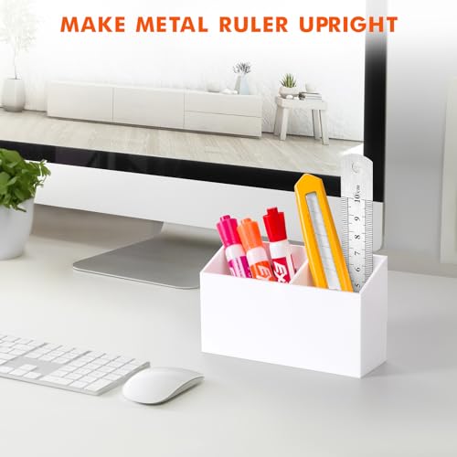 Image of BEYGORM Magnetic Dry Erase Marker Holder for Whiteboard & Refrigerator | Non-slip Acrylic Pen Holder for Classroom, Fridge Magnet, Locker Organizer Accessories, Teacher & School Supplies(White)