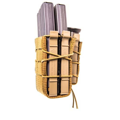 High Speed Gear | X2Rp Magazine Taco Pouch| Molle Compatible Backing | Holds 2 Rifle Magazines And 1 Pistol Magazine (Coyote Brown) #TOP1