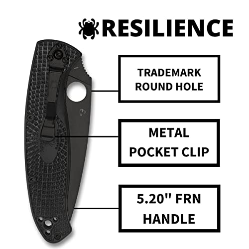 Spyderco Resilience Lightweight Knife with Black Stainless Steel Blade and Durable Black FRN Handle - PlainEdge - C142PBBK - Image 4