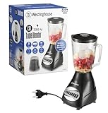 Westinghouse 220 Volts Blender WKBEPNG83-1.5L -10 Speed - Pulse Rotation - 500W -Stainless Steel Blade -Glass Jar-Mini Grinder Bundle With Dynastar 220-240 Volts (Not For USE IN USA)