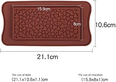 Selecto Bake Break Apart Silicone Chocolate Mould, Heart Shape Chocolate Bar Mold, Homemade Protein and Energy Bar Molds