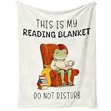 Greatabox Book Lovers Gifts for Women Men, Frog Reading Blanket Gifts for Book Lovers, Reader Gifts Bookish Presents on Birthday Christmas, Reading Accessories Soft Flannel Throw Blanket 60"x50"