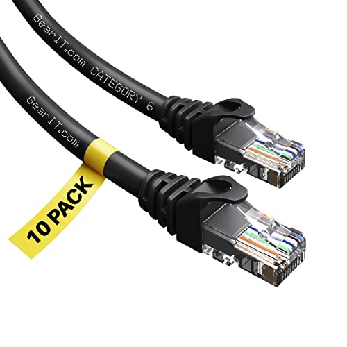 GearIT Cat6 Cable 0.5 ft 6 in (10-Pack) - Cat6 Ethernet Cable, Cat 6 Ethernet Cable, Cat6 Patch Cable, Cat 6 Patch Cable, Cat 6 Cable, Network Cable, Internet Cable - Black 0.5 Feet