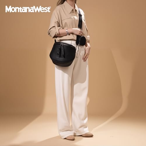 Montana West Duże torby crossbody dla kobiet nerka torebka na ramię z regulowanym paskiem, Duży - czarny