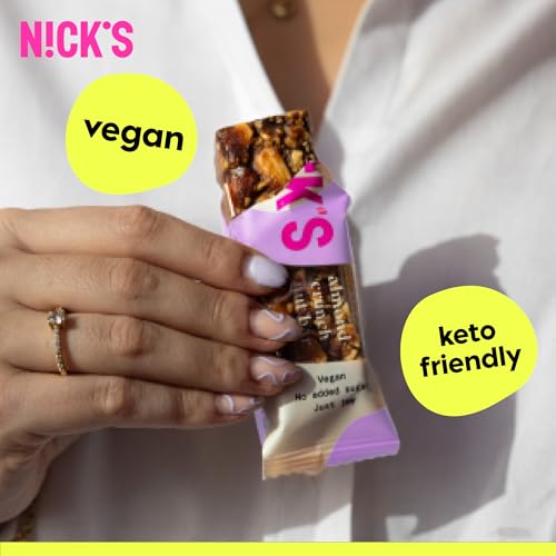 N!CK'S NICK'S Almond Chocolate Snack Bar, Keto Nut Snack for Sports, Hiking & Outdoor Activities, 1G sugar, 3G net carbs, healthy snack, (pack of 12)