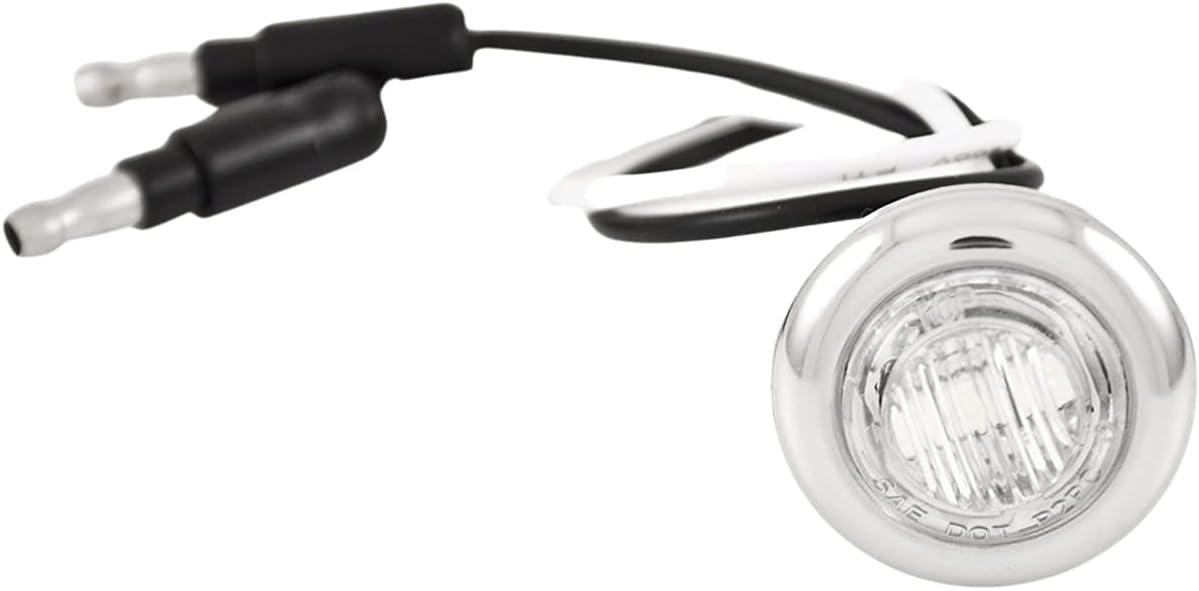 20x Red - 3/4" (.75") Mini Round Clearance 3 LED Chrome Ring Front Rear Indicator Bullet Side Marker Light 304 Stainless Steel Base Truck RV Car Bus Trailer Pickup Van Caravan Boat Sealed Waterproof