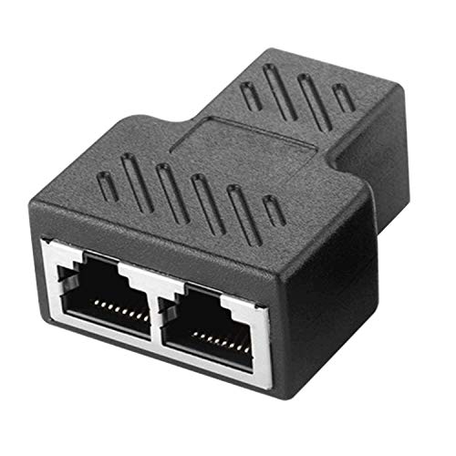 RJ45 Female 1 to 2 Port Female Socket Adapter Interface, Gedun RJ45 Network Splitter Adapter, Ethernet Cable 8P8C Extender PlugConnect Network Socket Adapter for Cat5, Cat5e, Cat6, Cat7 (Black)