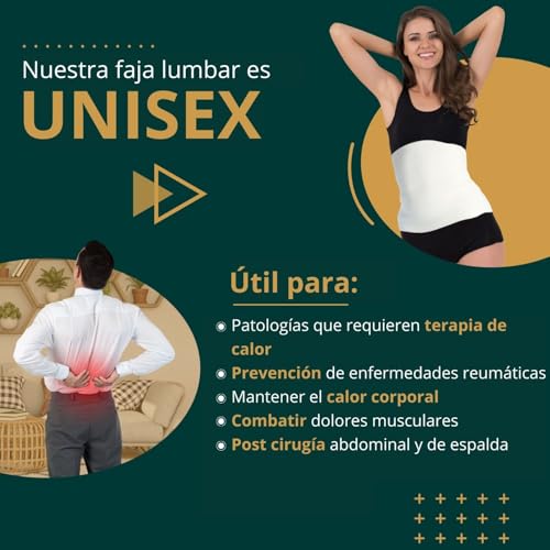 Easy8 – L Faja Lumbar Hombre Mujer Trabajo de Algodon y Lana, Faja Abdominal, Cinturón Lumbar, Térmica, Dolor Espalda, Postoperatoria, Postquirurgica, Ortopedica, Pancera - imagen 4