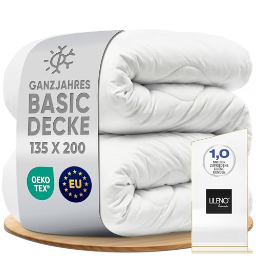 LILENO HOME Premium Bettdecke 135x200 Ganzjahresdecke (1er Set) | 95°C waschbar, Sanitized & Oeko-Tex Decke 135x200 | Allergikerfreundlich, Geräuscharm & Wolkenweich | Mikrofaser Blanket Made in EU