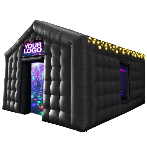 AKSPORT Club nocturno inflable – Tienda de campaña inflable para adultos con 2 puertas laterales   Ideal para festivales de música, bodas, Raves, eventos corporativos (incluye soplador y kit de