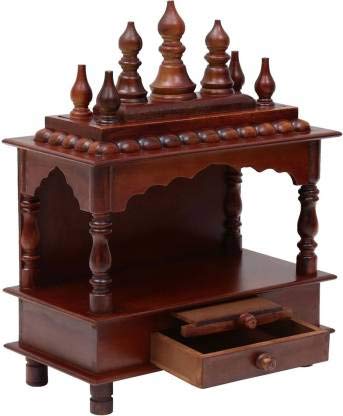 Temple en bois Devyom maison marron 38x20x45 cm pour autel