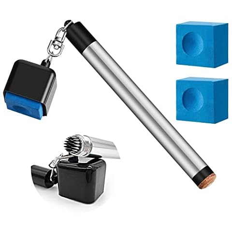 Zawasstu Pool Chalk Holder for Billiards, 2 in 1 Cue Chalk Holder, Portable Pool Snooker Chalk Holder, Billiard Cue Tip Pricker, Billiard Cue Tip Tool with Pool Chalk Cubes Pool Table Accessories Cover