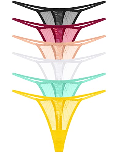 Women's Lace Sexy Thong Pack Of 6 G-Strings Underwear Mesh Low Waisted Cute Panties #TOP7