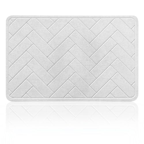 LUKADA Alfombra de baño de piedra de secado rápido | Alfombra de baño en 60 x 39 cm | Alfombra de ducha antideslizante | Alfombrilla de baño absorbente | Alfombrilla de baño en gris para baño y ducha