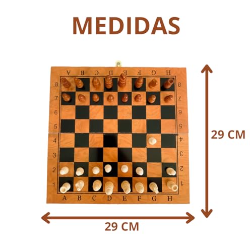 Jogo de Xadrez Tabuleiro Madeira Maleta Dobrável Portátil Brinquedo Educativo Infantil Peças (29 x 2