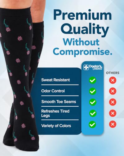 Image of Doctor's Select Bamboo Viscose Light Compression Socks for Women & Men - 3 Pairs, 8-15 mmHg Compression Socks, Knee High
