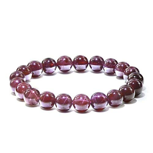 Natürliche rote Granat Sternlicht Runde Perlen Armband Kristall Edelstein Armbänder Geeignet for Frauen Männer 7mm 8mm 9mm 10mm 11mm (Gem Color : 12mm) Cover
