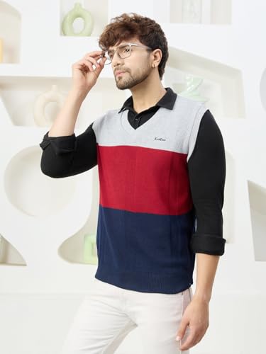 Image of Kvetoo V Neck Sleeveless Winter Wool Sweater for Men