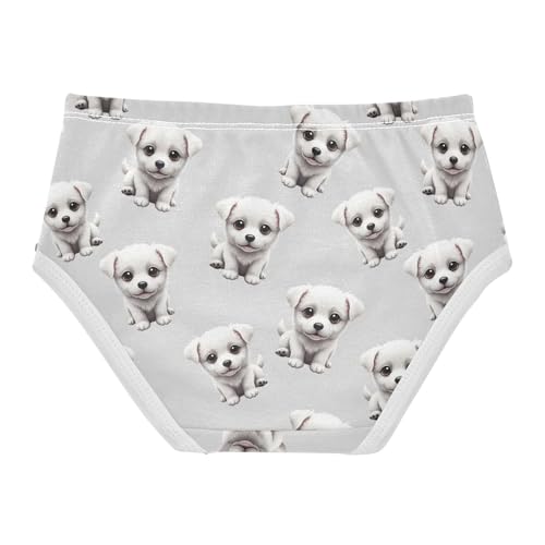 Joisal Cute White Puppies Grey Panties for Girl Girls Underwear Toddler Cotton Stylish Briefs Kids Undies 2t2