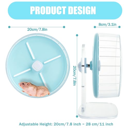 ZOFUN Hamster Wheel, 20 cm Small Pets Exercise Wheel with Adjustable Stand, Dual-Bearing Silent Hamster Wheel, Wider Runway Running Wheel for Chinchilla, Gerbils, Mice, Dwarf Syrian Hamsters - Image 2