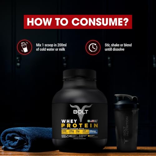 Image of Bolt 100% Whey Protein Powder| 25g Protein Per Scoop, 6G BCAA | Alphonso Mango | 27 Servings | 2lb,907G| Muscle Recovery | Lean Muscle Support | Low Carb | Fast Absorption |Gluten-Free | Easy to Digest