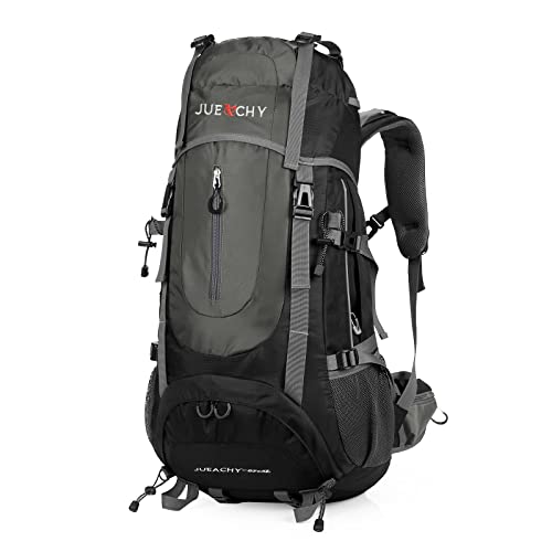 Jueachy Wanderrucksack 70L Wasserdichter Reiserucksack Trekkingrucksack Outdoor Camping Wandern Rucksack Leicht Tagesrucksack für Damen, Herren, Radfahren, Klettern, Bergsteigen, Reisen Sports Cover