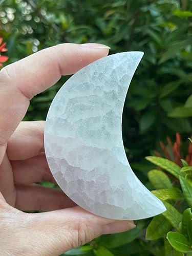 Platos de carga de selenita en forma de luna, pack triple miniatura 4