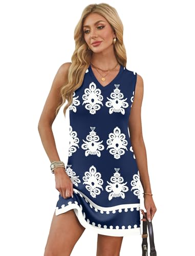 Image of BKRIVE V-Neck Summer Casual Beach Dresses for Women 2026 Vacation Women's Sleeveless Sundress with Split