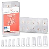 MAISON ROCHELLE® 500er Nageltips Set [inkl. Anleitung] für French Nails I Acrylic French Nail Tips I Plastik Nägel Tips, Nagel Tips, Fingernägel Tips