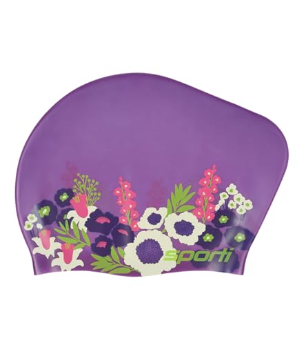 Sporti Long Hair Bun Silicone Swim Cap for Adult - Spring Meadow