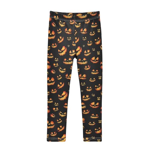 senya Girls Printed Leggings Yoga Pants Devil Expression Black Background Pattern for Kids in 4t to 10 Years, 4T