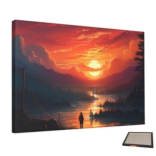 Peinture murale coucher de soleil pour réchauffer l'ambiance d'un salon moderne
