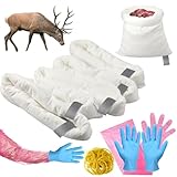 Talltalk 5 Pack Elk Game Bags Hunting Meat Bag 20 Pairs Disposable Arm Gloves 10 Pairs Short Nitrile Field Dressing Gloves 100 Rubber Bands Field Dressing Kit for Elk, Deer Gutting Hunting