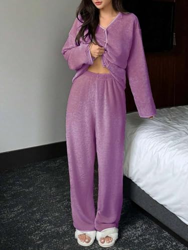 Image of KOTTY Women's Winter Lounge Set | Ultra-Soft Cozy Two-Piece Fleece Outfit for Stylish Warmth