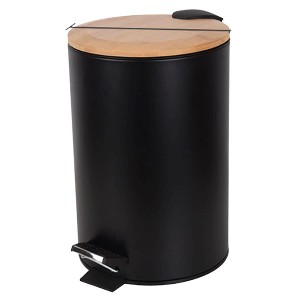 WYDMRound Small Trash Can with Lid and Foot Pedal Soft Close Garbage can with Removable Inner Garbage bin for Bedroom, Kitchen (Color : Black, Size : Medium)