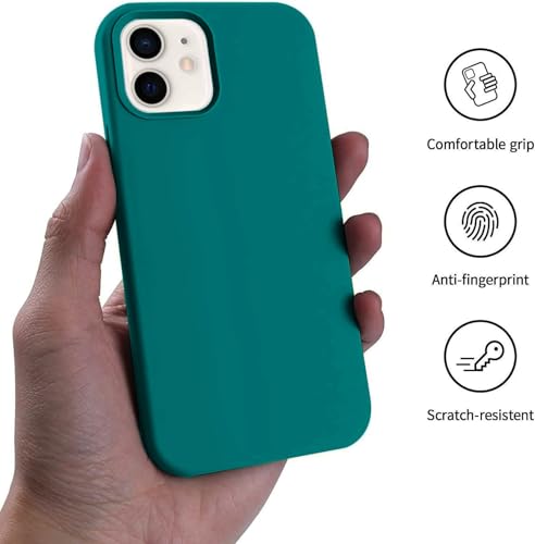Image of Premium Liquid Silicone Case for iPhone 12 & 12 Pro - Slim Full Body Protective Back Cover with Soft Microfiber Lining, Anti-Slip Grip Scratch Resistant Phone Case(Teal)