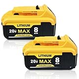 ovevevovel 2-Pack 8000mAh Replacement for Dewalt 20V MAX Battery - Compatible with DCB200 DCB206 DCB207 DCB201 and Cordless Tools, High Capacity & Long-Lasting Power