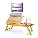 Produktbild Todeco - Tragbarer Notebook-Tisch, Bett-Tisch - Material: Bambus - Größe der Tischplatte: 55,1 x 35,1 cm - Verstellbarer Tisch mit Belüftung
