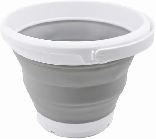 Miniatura 5 de SAMMART Cubo de plástico plegable de 5.5 L (1.4 galones) con tapa, bañera redonda plegable con tapa, cubo de agua portátil para pesca, maceta de