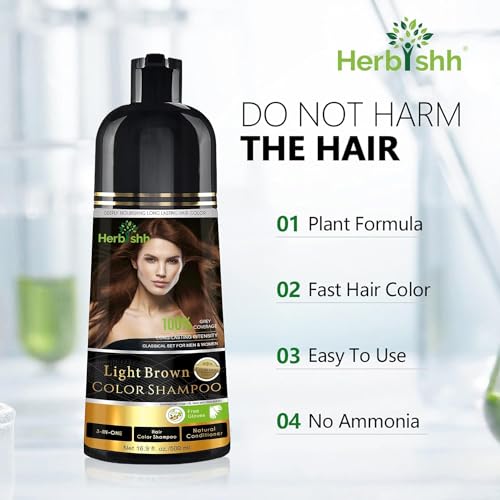 Herbishh Light Brown Shampoo Tinte 3 en 1 para Canas 500 ml miniatura 6