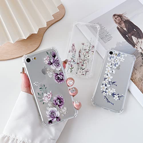 Defbsc Soft Case Compatible With Iphone Se 2Nd/3Nd, Iphone 7/8, Clear Floral Flower Pattern Print Design Flexible Tpu Shockproof Cover For Women Girls,Flower Protective Phone Case, White Pear Blossom #TOP1