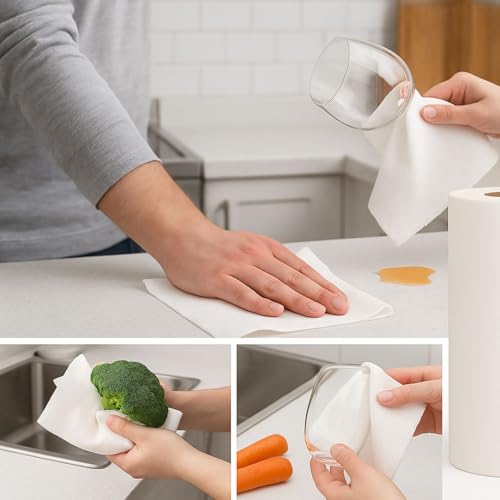 Image of UPYOG Reusable Kitchen Towel Roll 25 Washable Bamboo Fiber Sheets 2500 Times Reusable, Soft & Super Absorbent Eco-Friendly Alternative to Paper Towels Multipurpose Cleaning Cloth for Home & Kitchen