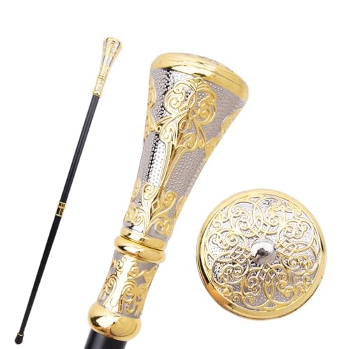 Golden Silver Luxury Flower Round Handle Fashion Walking Stick for Party Decorative Walking Cane Elegant Knob Crosier Knob 93cm