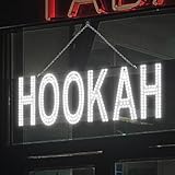 LED HOOKAH Sign for Business,30'x10' Smoke Shop Vape Store Sign with Remote Control & Hanging Installation Bright Led for Window Wall Door