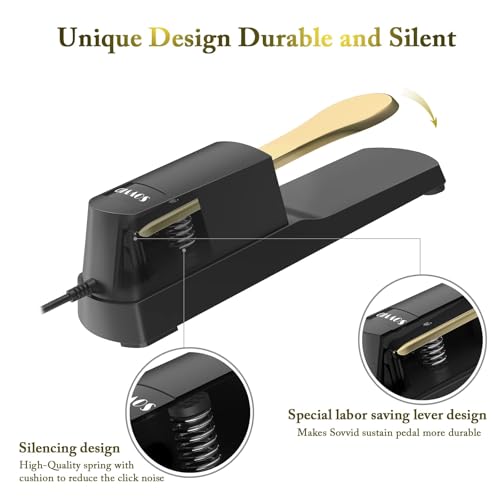 Sustain-Pedal für Keyboard – Sovvid Piano-Fußpedal mit Polaritätsschalter für elektronische Keyboards aller Marken, MIDI-Keyboards, Digitalpianos, Yamaha, Casio, Roland, und mehr (Farbe)
